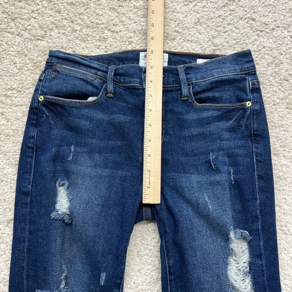 Frame Jeans Women 26 Blue Denim Le High Skinny Slim Stretch Distressed Frayed - Picture 8 of 9